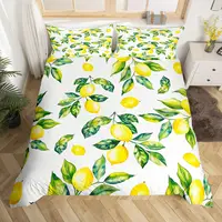 Lemon Duvet Cover Girls Boys Kids Botanical Lemon Pattern Comforter Cover Tropical Fruit Room Decorative Bedding Set with Zipper 1