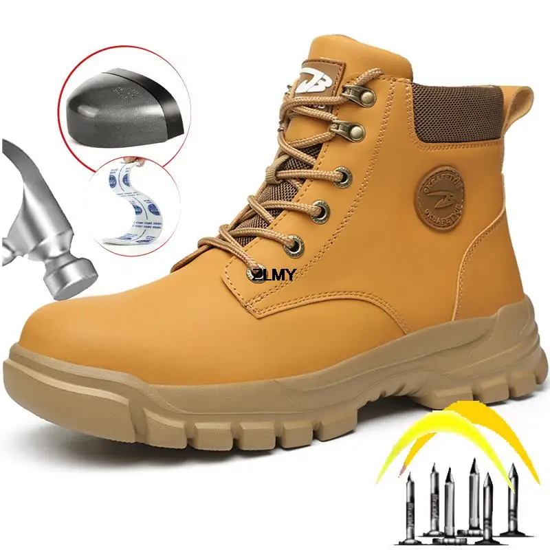 ZLMYHighTopMenSafetyShoesSteelToeWorkSafetyBootsManPuncture