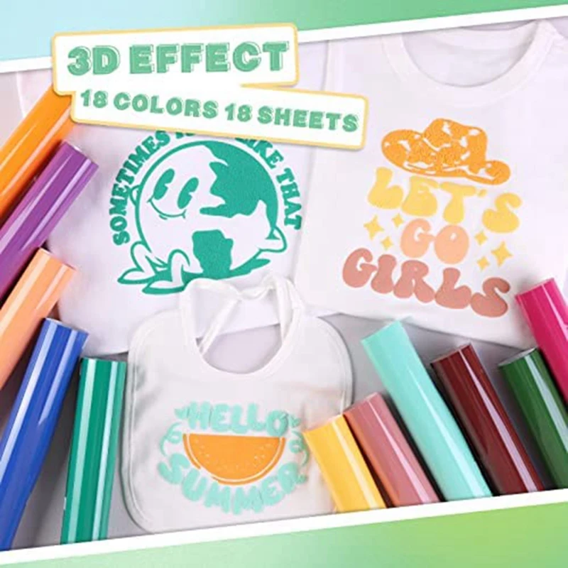 1Set Puff Vinyl Heat Transfer 12 X 10Inches 3D Puff HTV Heat Transfer Vinyl  Vinyl Heat Transfer For T-Shirts DIY Compatible - AliExpress