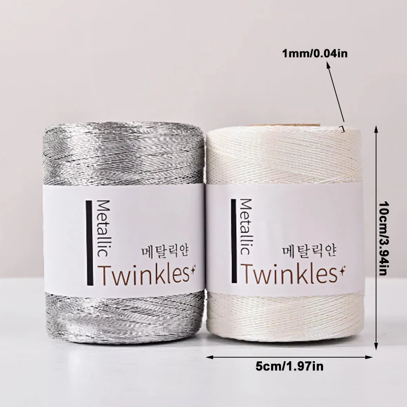 200g/ball Sparkling Crochet Knitted Yarn Handmade Handbag Thread Gold Silver White Black Handcrafts Yarn Diy Sewing Accessories 5