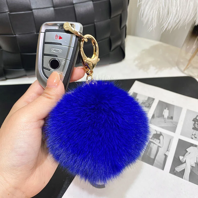 Pom Pom Keychains - Colorful Faux Rabbit Fur Ball Keyring, Soft Plush Charm For Car Keys & Handbags - View #6