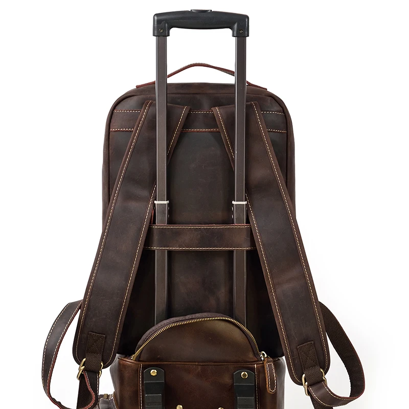 Womens Rustic Brown Leather Backpack Mens Purse