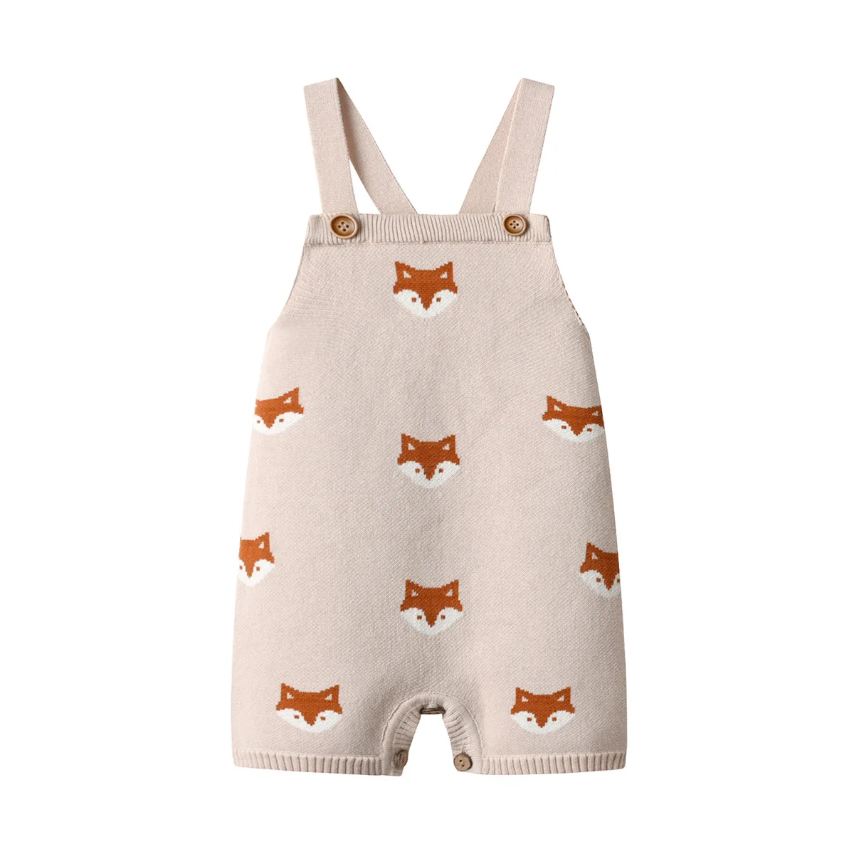 Newborn Baby Rompers Cartoon Fox Knitted Infant Boys Girls Sleeveless Jumpsuits Outfits One
