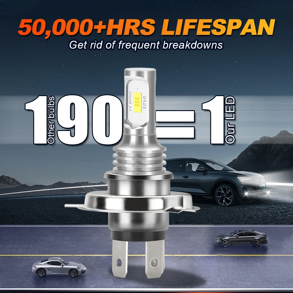 2개입 9003 H4 LED 헤드라이트 전구 3570 CSP 칩 6500K 백색 안개등 캔버스 무오류 60000LM 고휘도 주행등 전구 DRL 12V