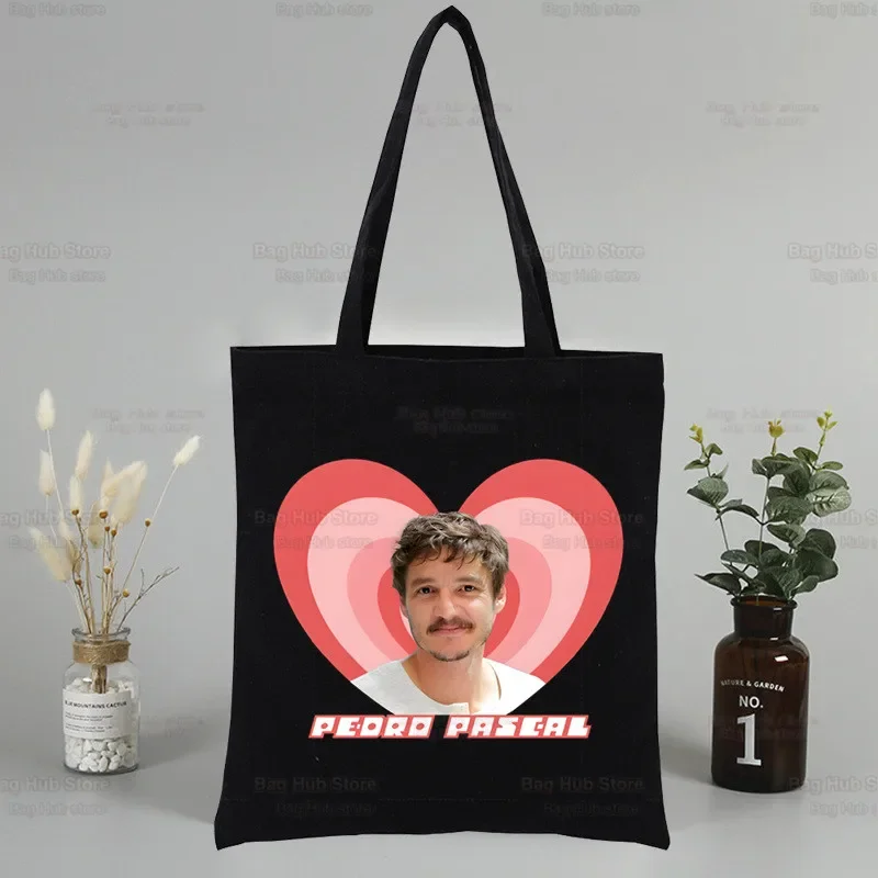 Pedro Pascal My Boy Friend Black Tote Bag Unisex Canvas Bags Shopping Bags Casual Shoulder Bag Foldable