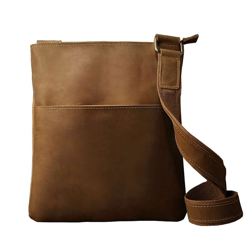 Genuine Handmade Crazy Horse Leather Men's Shoulder Bag