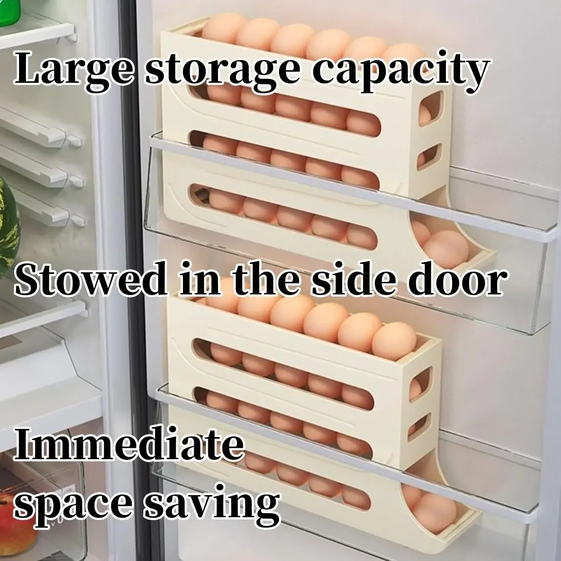 Refrigerator Egg Storage Box, 4-layer Egg Rack Dispenser, Kitchen Egg Automatic Mobile Storage Box, Refrigerator Can Hold Eggs 4