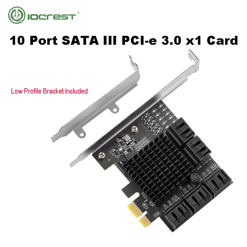 IOCREST PCIe gen3 x1 на 10 портов контроллер 6G SATA III 3 0 Расширительная плата без Raid