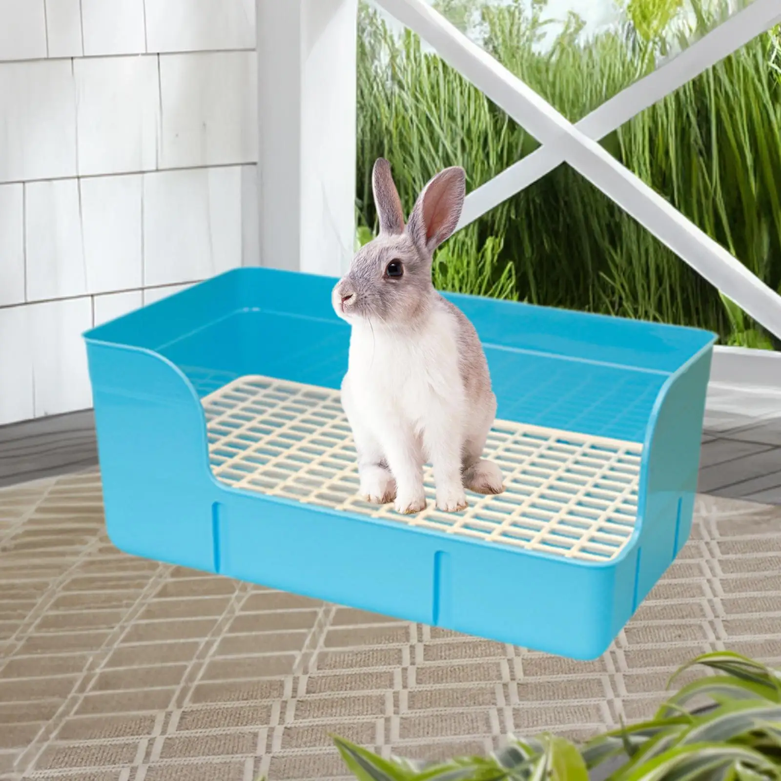 Rabbit Litter Box for Cage Pee Pan Tray Anti Splashing Bedpan Grid Litter Pan for Bunny Chinchillas Rats Ferrets Small Animals