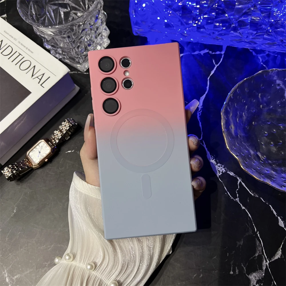Magnetic Wireless Charge Gradient Silicone Case with Magsafe Compatibility