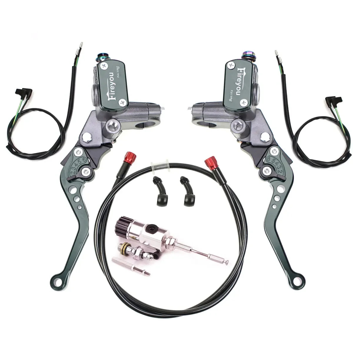 Pompa Freno Anteriore Sinistra Per Moto E Quad. Leva Corta In Alluminio Nero, Diametro Manubrio 7/8" (22mm). Ricambio Aftermarket Di Alta Qualità.