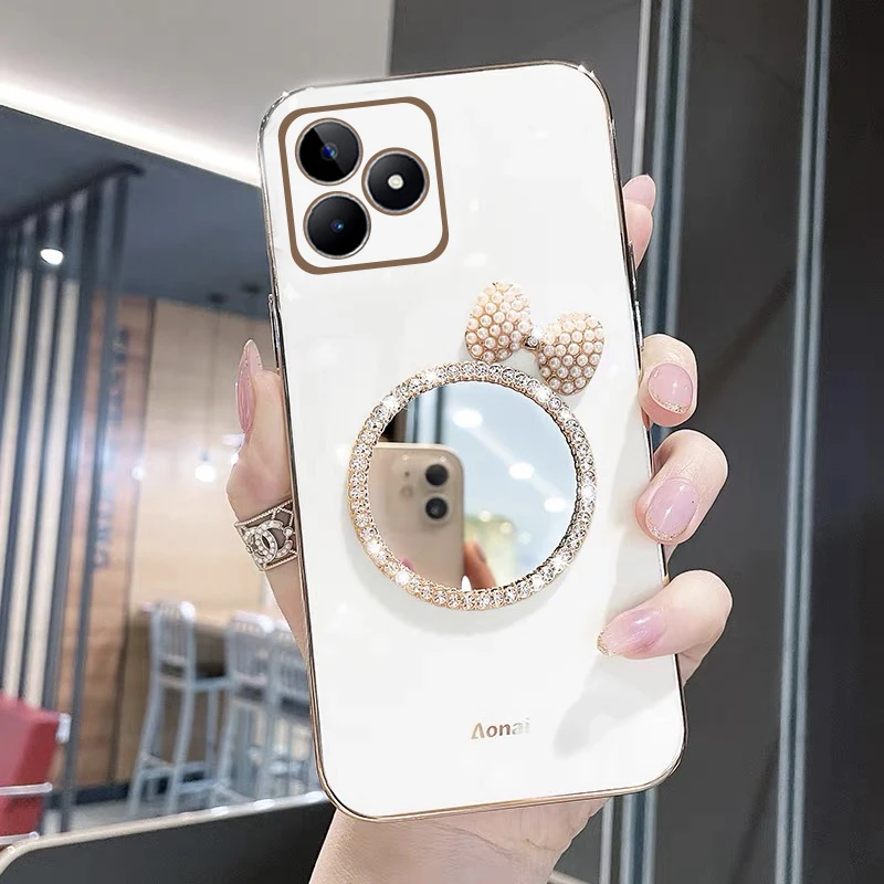 Girl Style Phone Case for Realme C51 Cute Glitter Drill Bow Tie