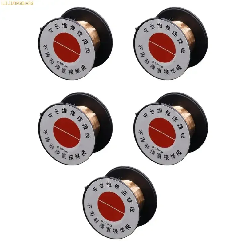 J1HA 5Pcs 0.1mm 실버 도금 구리 솔더 와이어 용접 납땜 코드 릴 정밀 전자 납땜 작업