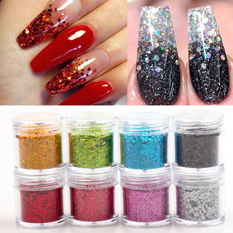 10ml Holographic Chunky Glitter Nail Sequins Red Valentines Day Design Gel  Polish Manicure Nail Art Decor Mixed Hexagon Spangles - AliExpress