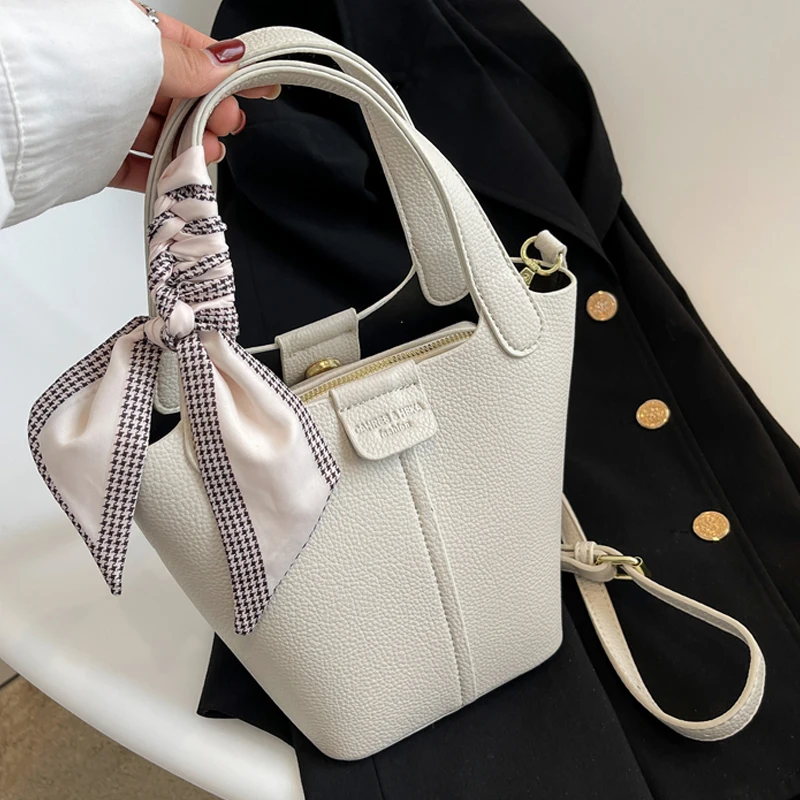 

Fashion Bow Shoulder Bag High Quality Soft Leather Large Capacity Crossbody Bag2022Women Designer Lychee Pattern Simple Tote Bag