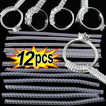 12 pz/set Strumenti Riduttore Dimensioni Anello Anelli A Base A Molla A Spirale Regolare Invisibile Trasparente Tenditore Ridimensionamento Strumento di Protezione Dei Gioielli