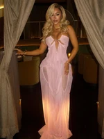 Nibber Prom Party Gown Dress Woman Sexy See Through Luxury Chain Halter Low-Neck Backless Sleeveless Midnight Elegant Vestidos - Image 4