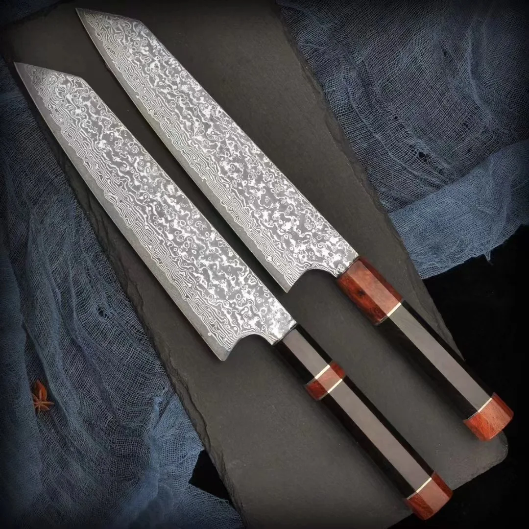 

8.5 Inch Kiritsuke Knife 67 Layer Damascus Steel Blade Messer Chefs Cleaver Slicing Sashimi Sushi BBQ Kitchen Knives Wood Handle