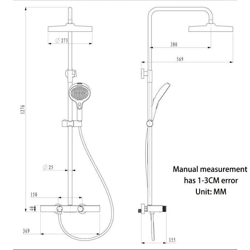 Grey Shower System Set Bathroom Rainfall Wall Mount Mixer Shower Faucet Full Set Modern Bathtub Shower Apartment Hotel 6