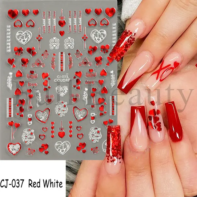 Red and White Valentine's Day Nails
