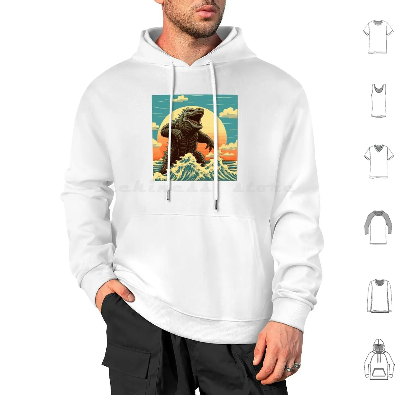 

Vintage Japanese Great Wave Hoodie cotton Long Sleeve Kanagawa Wave Retrowave Retro 70S 80S Retro Japan Retro Vintage Style