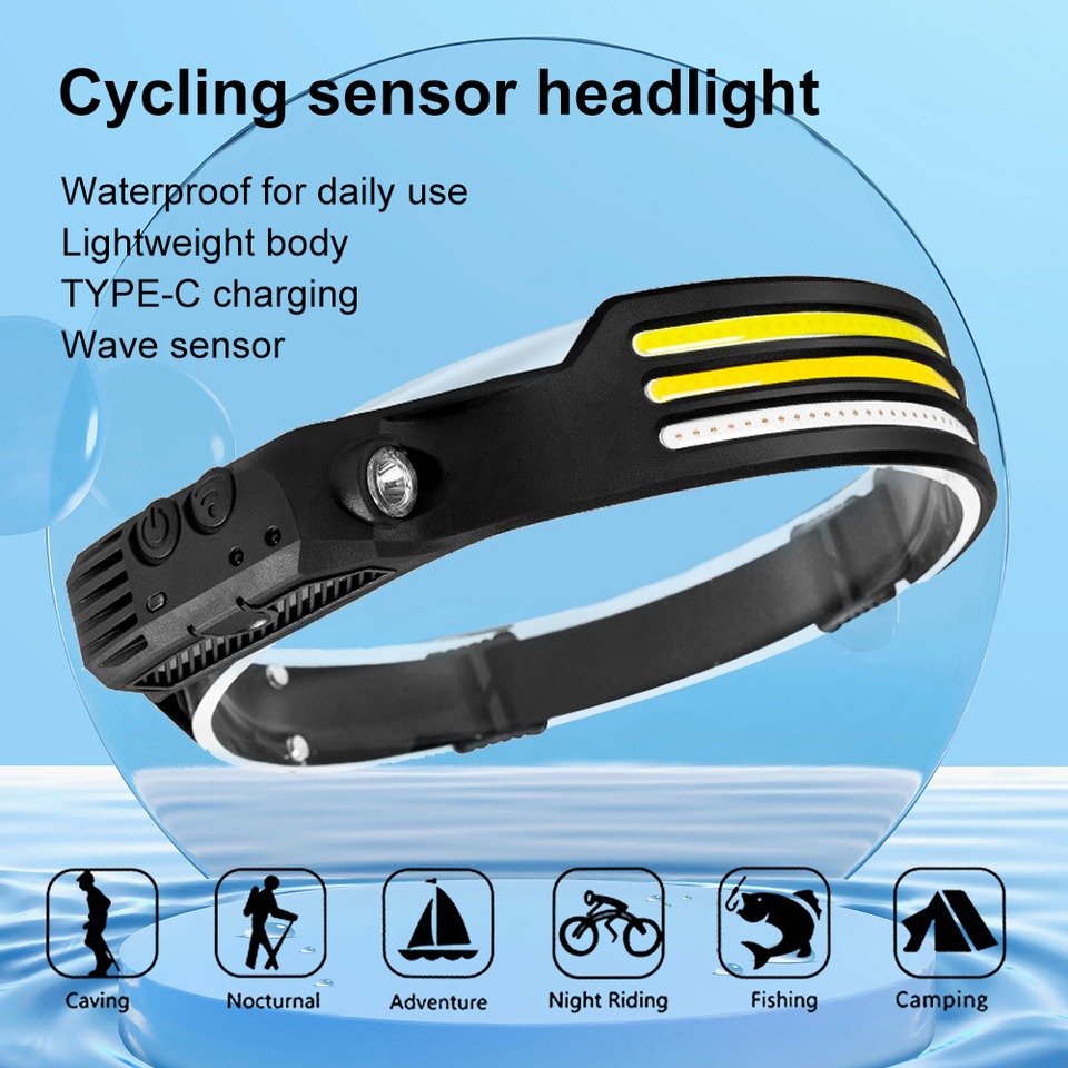LED Headlamp Sensor Headlight With Built-in Battery Head Flashlight USB Rechargeable Work Light Head Lamp Super Bright Torch