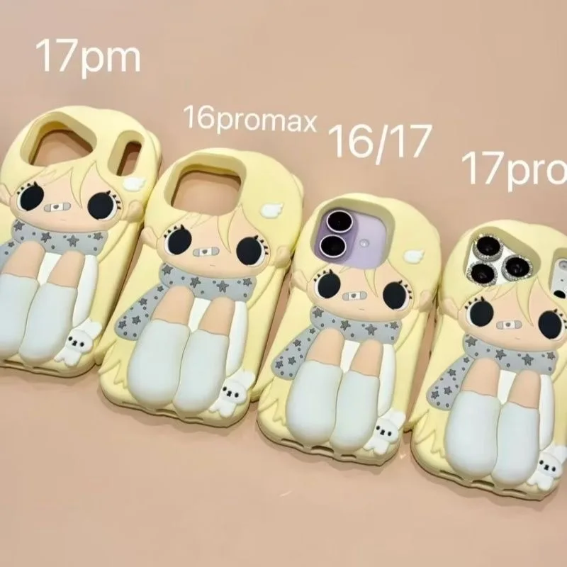 3D Cartoon Cute Star Scarf Girl Silicon Soft Phone Case Cover