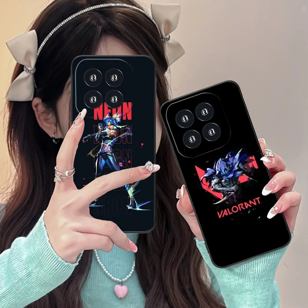 Luxury Valorant Mobile Cell Phone Case For Xiaomi 14 13 12 11 10 9 T Ultra Lite Pro S Se X 5G Black Soft Phone Cover Funda