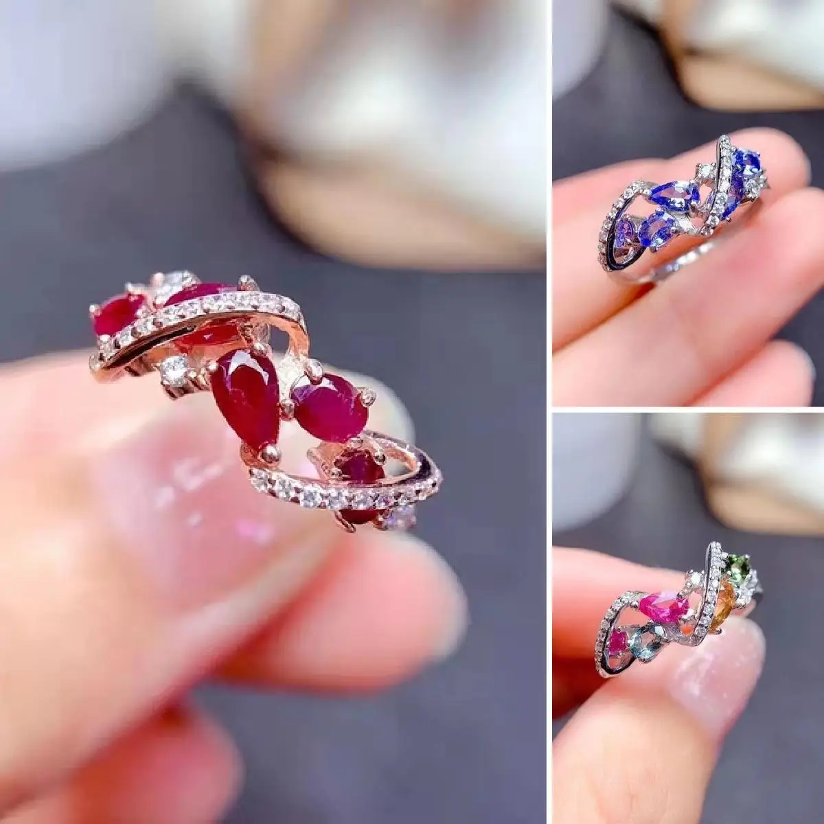 

Fashion Ruby Geometry Ring S925 Sterling Silver Natural Gem Fine Women's Weddings Jewelry Free Shipping MeiBaPJ FS