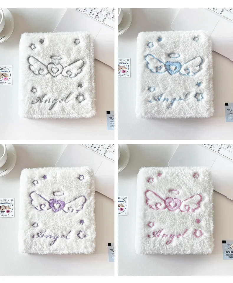 MINKYS Kawaii Fluffy Angel Wings A6 Kpop Fotokartenbinder Stern Sammelbuch Idol Plüsch Fotokartenhalter Fotokartenalbum – Detail 4