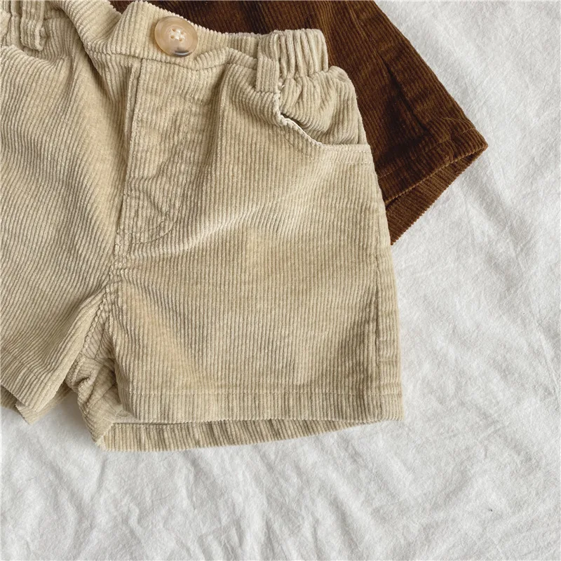 deer jonmi Autumn Korean Style Unisex Children Corduroy Shorts Solid Color Toddlers Kids Casual Shorts