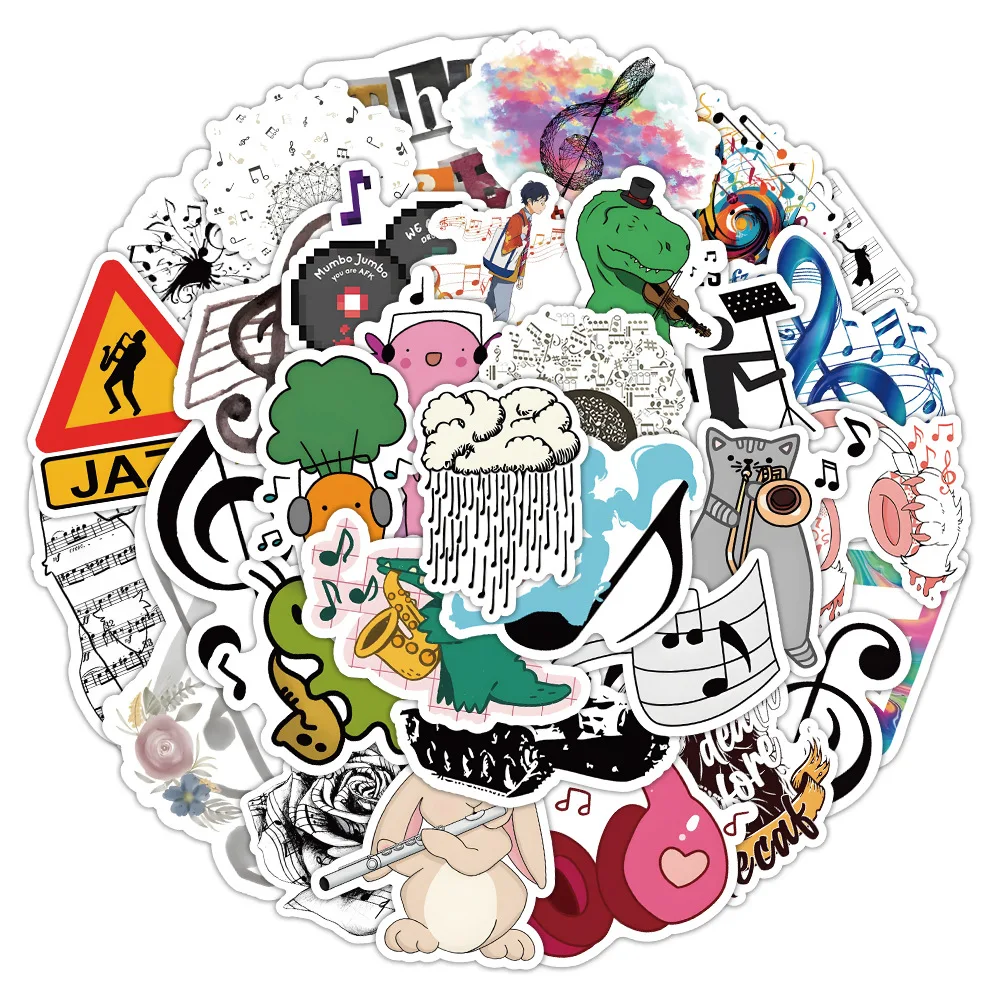 

10/50PC Rock Music Stickers for Stationery Laptop Motivational Sticker Craft Supplies Scrapbooking Material Literature Art Decal
