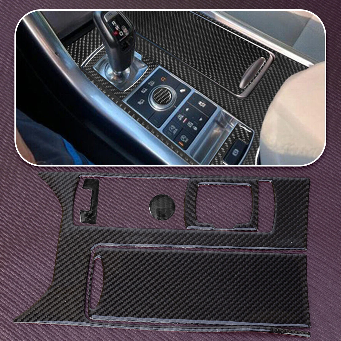 

Car Inner Center Console Gear Shift Cover Trim Frame Sticker Set Black Carbon Fiber Fit for Land Range Rover Sport 2014-2017 LHD