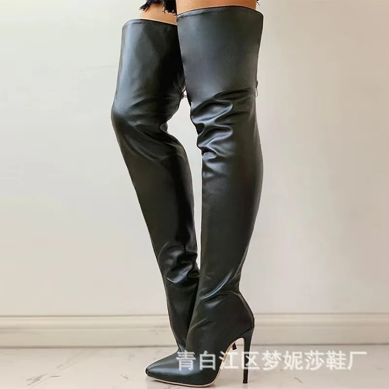 Wish Style Over-Knee plus Size High Heels Women's Boots Thin High Heel Zipper Long Boots Ultra High Heel Fashion Boots