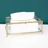 Vintage Brass Glass Tissue Box Living Room paper Storage Holder Tea Table Desktop Paper Box Hotel Restaurant Tissue Organizer 2