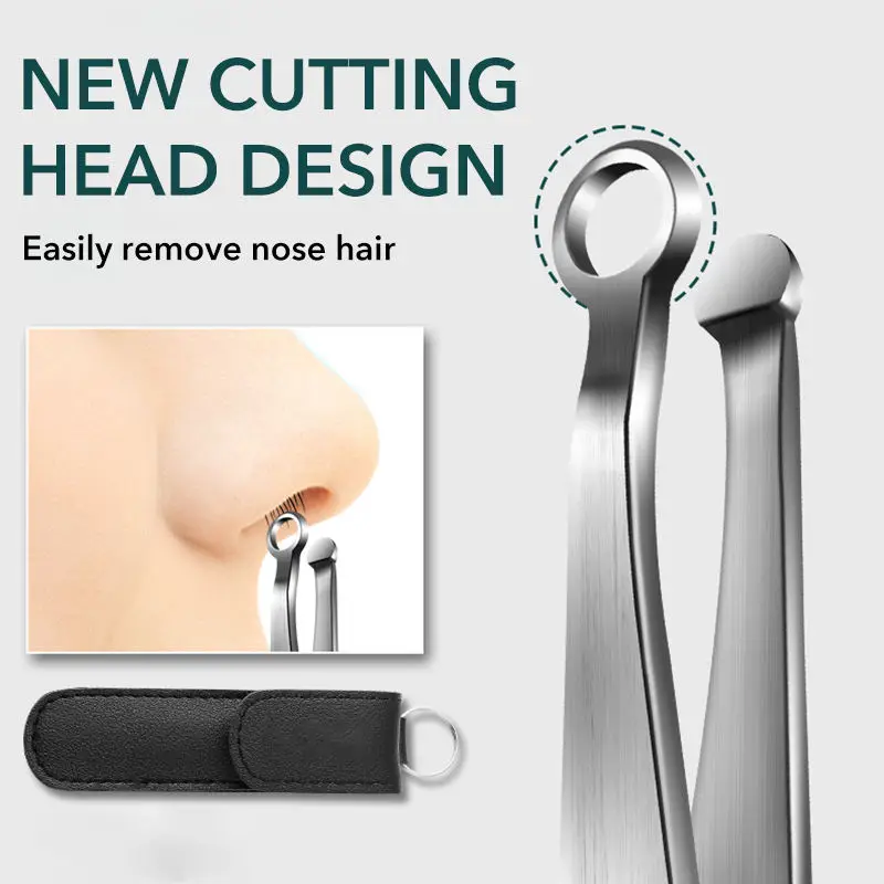 

Nose Hair Trimmer Tweezers Stainless Steel Eyebrow Hair Clipper Portable Hair Trimming Care Tool with Organizer Pouch