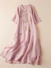 Robes d'été imprimées vintage pour femmes 2026 – Nouvelle robe longue décontractée et respirante pour femme, tenue de bureau élégante