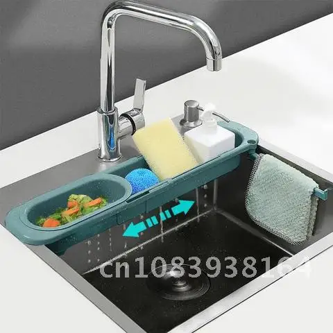 

Telescopic Adjustable Sink Rack Soap Sponge Holder Kitchen Organizer Storage Basket Drainer Sinks Kitchen Accessorie