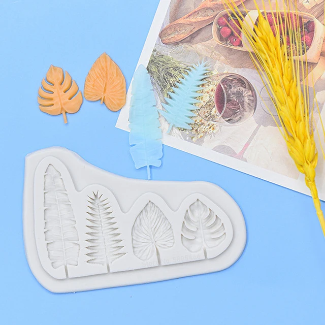 Szimuláció Trópusi Pálmalevél Szilikon Penész Teknős Levél Cupcake Topper Diy Csokoládé Tészta Fondant Torta Díszítő Szerszámok - Image 2