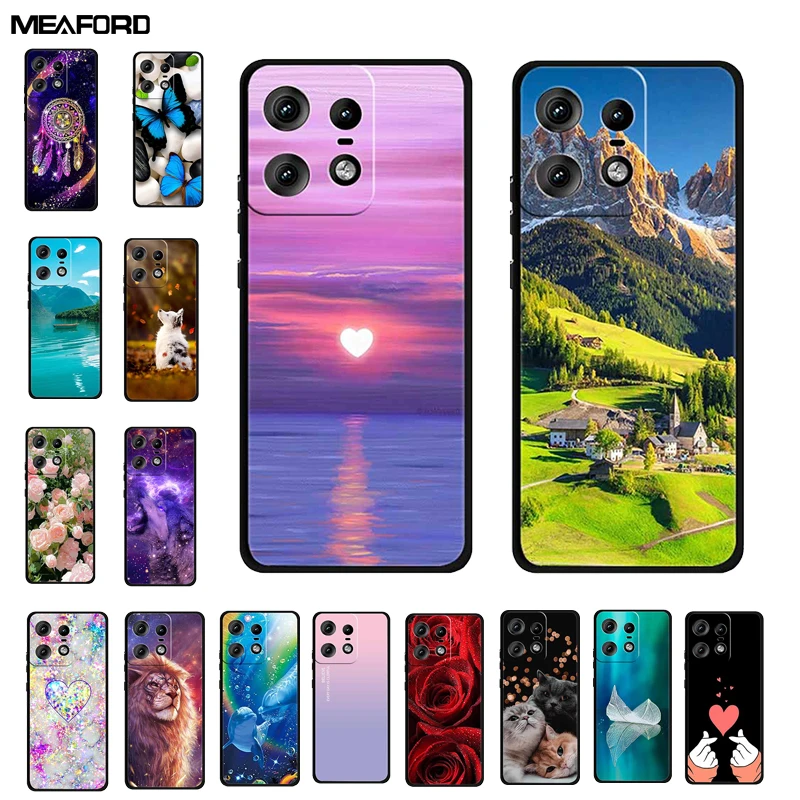 Charming Cat Design Soft TPU Silicone Phone Case - Painted Back Cover for Motorola Moto Edge 50 Pro 5G 2024