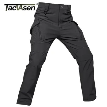 TACVASEN 남성용 전술 플리스 바지, 겨울 IX9, 양털 안감 작업 바지, 사파리 피쉬 하이킹, 방수 방풍 야외 바지