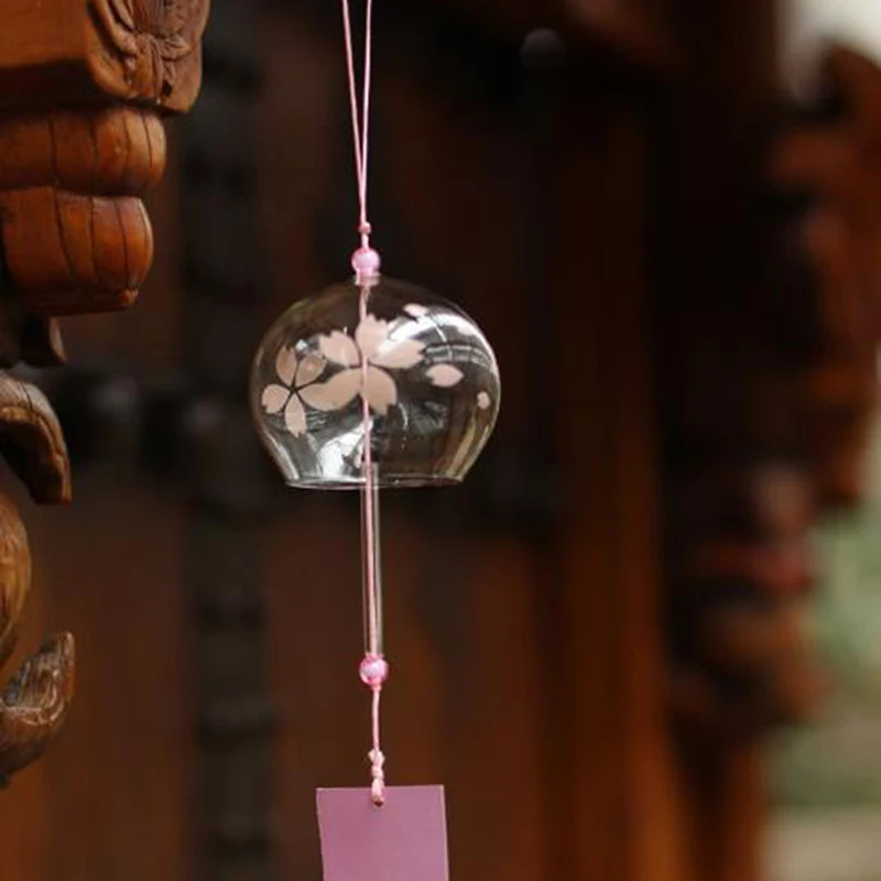 

1PC Glass Wind Chimes Hanging Craft Wind Bell Home Decors Sakura Pattern