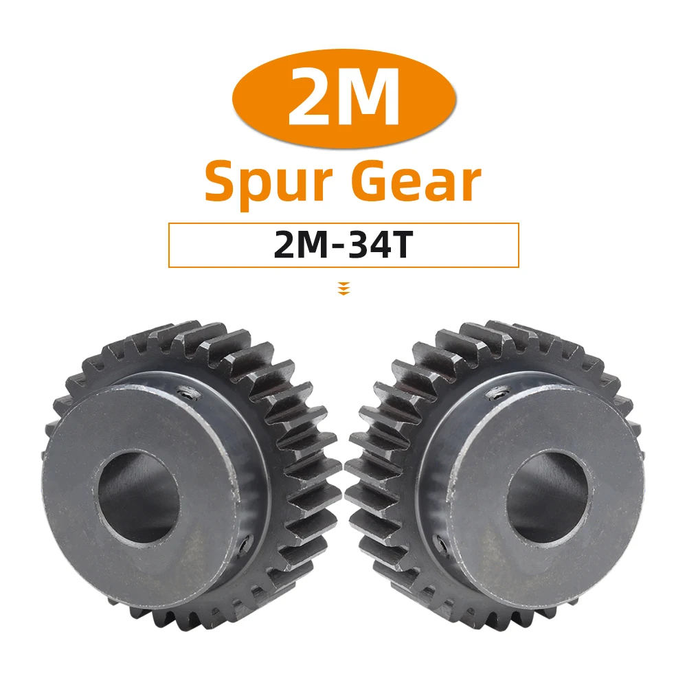 Motor Gear 2M 34T Pitch 6.28 mm Bore 10/12mm Gear Wheel Blackening SC45#Carbon Steel Material Teeth Height 20mm 2M34Teeth