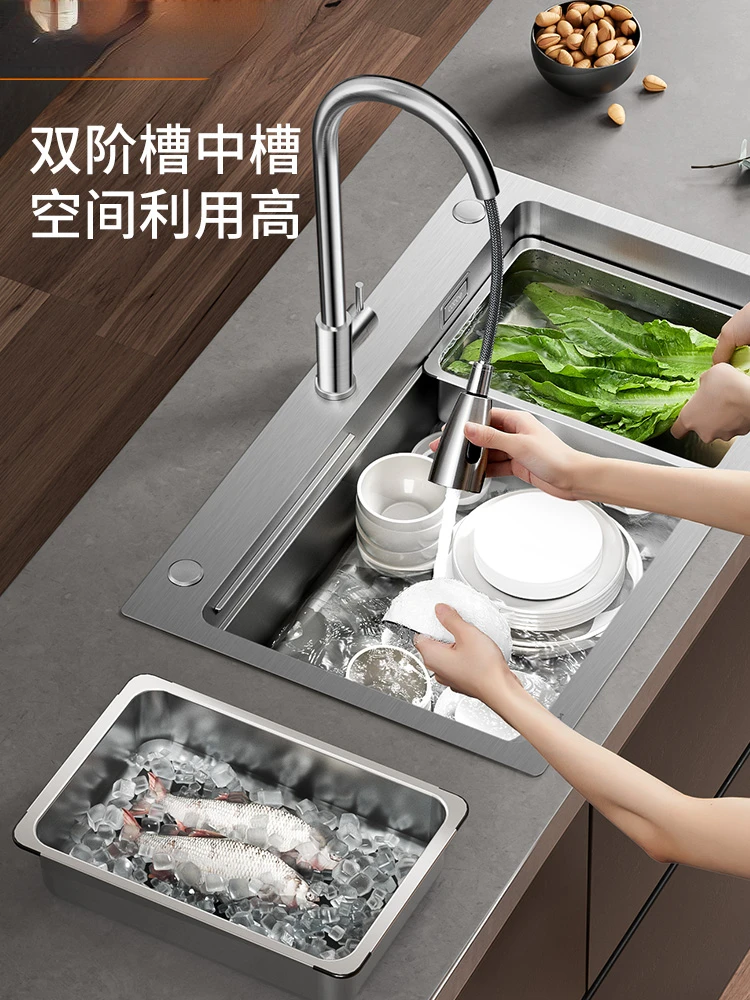 

Cabe 304 stainless steel handmade sink, single slot, thickened kitchen sink, large sink, household sink