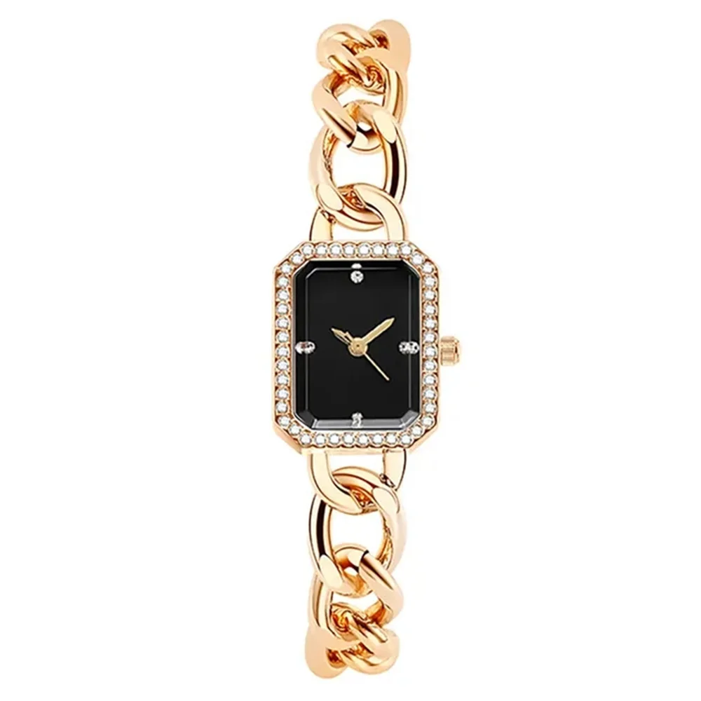 

Simple Ladies Luxury TVK Brand Watches Fashion Square With Diamonds Women Quartz Watch Stainless Steel Bracelet Dresses Clock