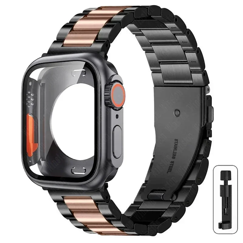 Premium Stainless Steel Watch Strap with Ultra Protective Case