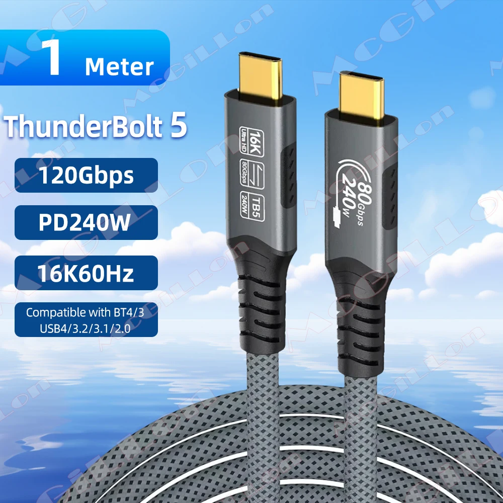 Ultra High-Speed 16K 240W Type C Cable - Full-Featured Fast Charging and Data Transfer