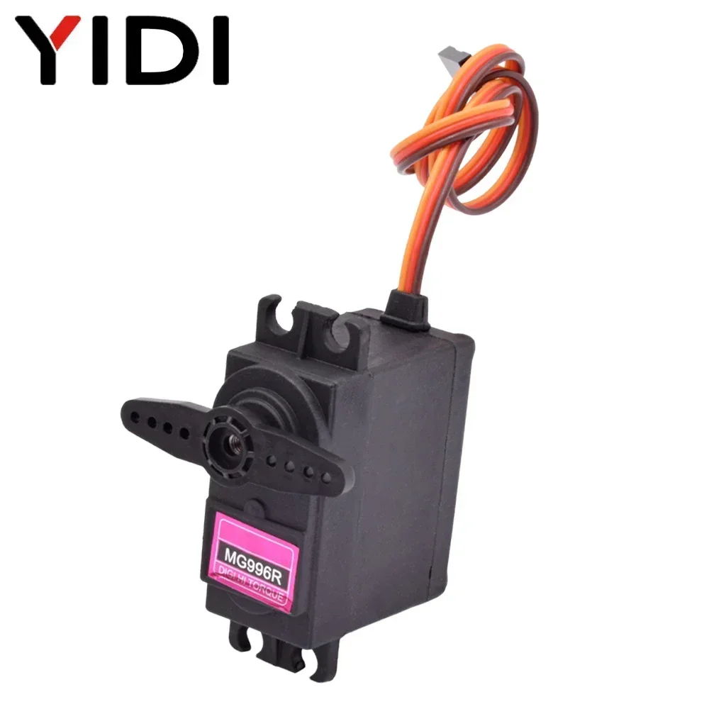 Lot de 4 micro servos 180° et 360° pour modélisme, boîtier plastique, engrenages visibles.