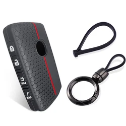 Silicone Car Remote Key Case Cover Key Caps and Keyring (Redline Roundchain)