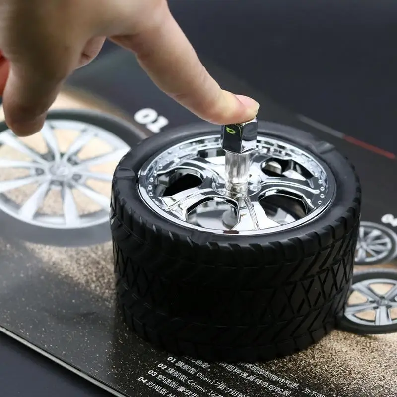 

Creative Car Tires Cigarette Ash Cylinder Press Rotary Fashion Decoration Car Ashtray Cigar Ashtray Ash Tray Ashtrays With Lids